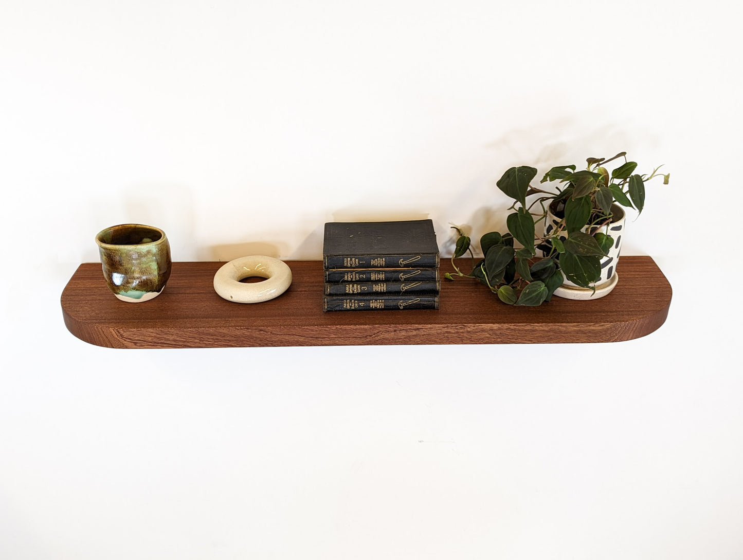 Thick Mahogany Floating Shelf with Rounded Corners