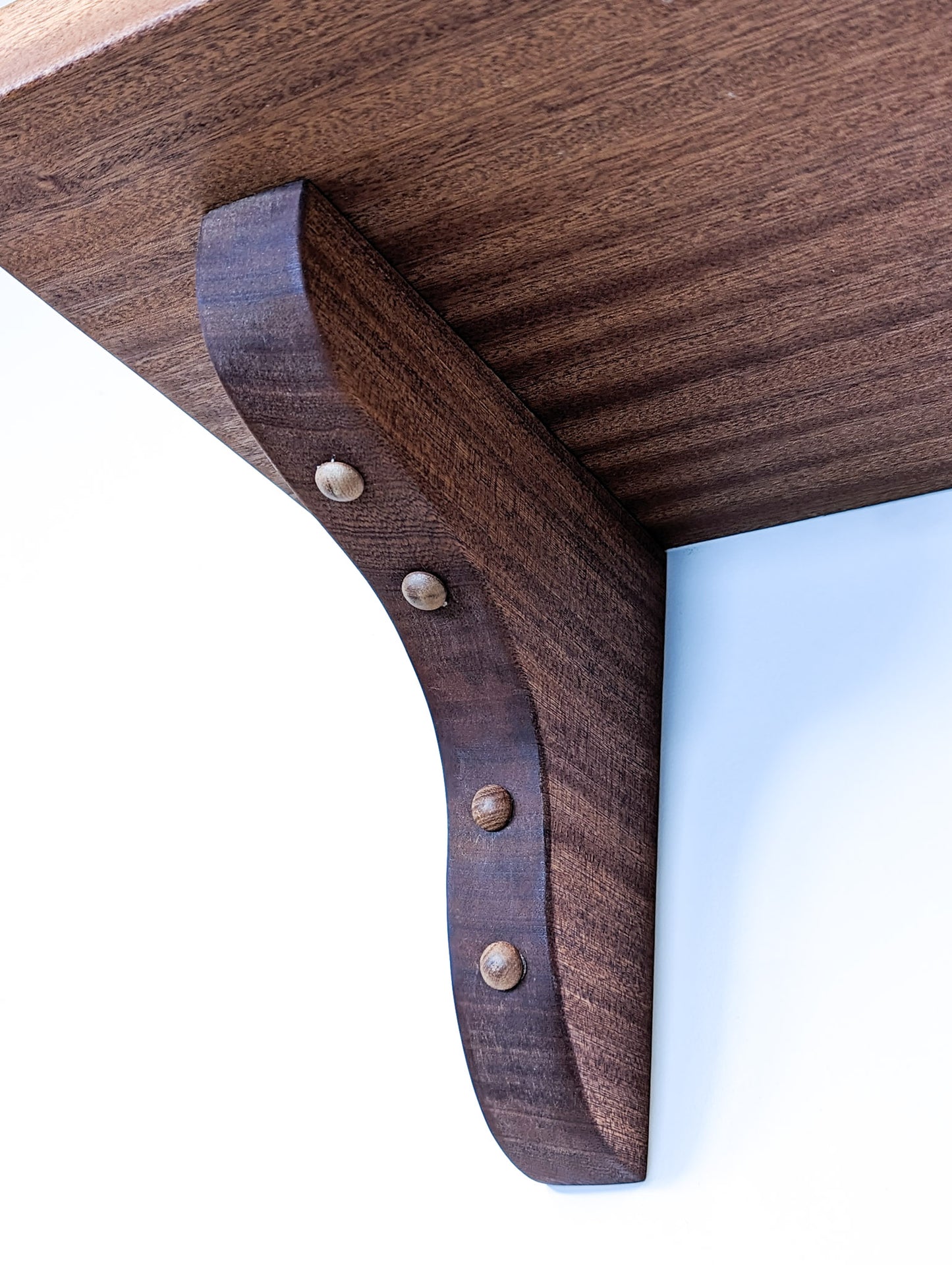 Solid Wood Shelf with Mahogany Brackets