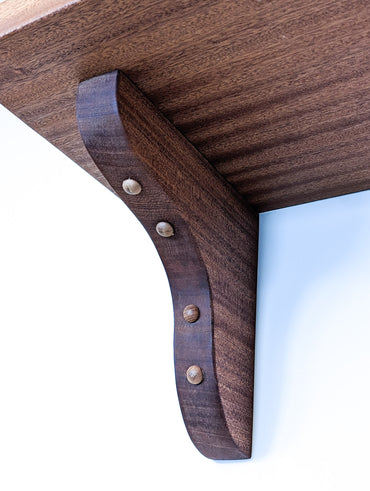 Solid Wood Shelf with Mahogany Brackets