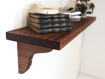 Solid Wood Shelf with Mahogany or Oak Brackets