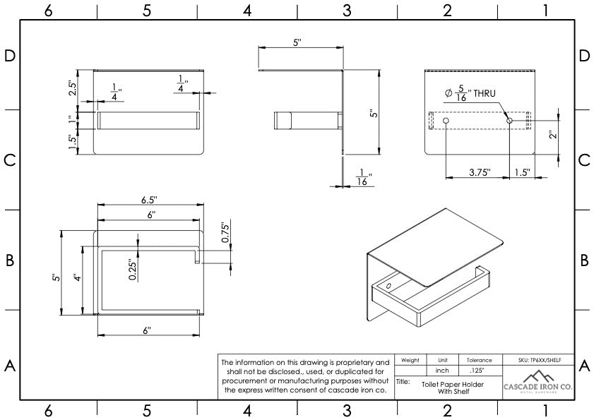 Steel Toilet Paper Holder with Shelf