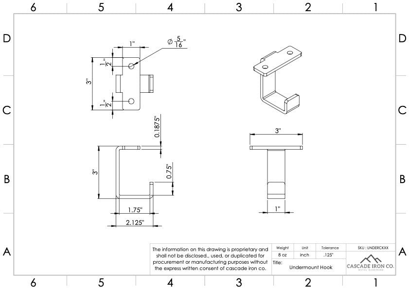 Steel Under Mount Hook