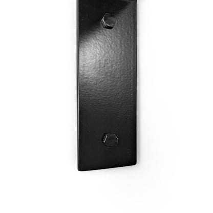 Close up of a black metal bracket
