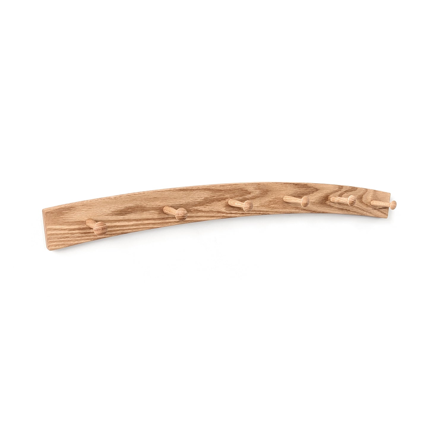 Oak arched coat rack with 6 shaker pegs 