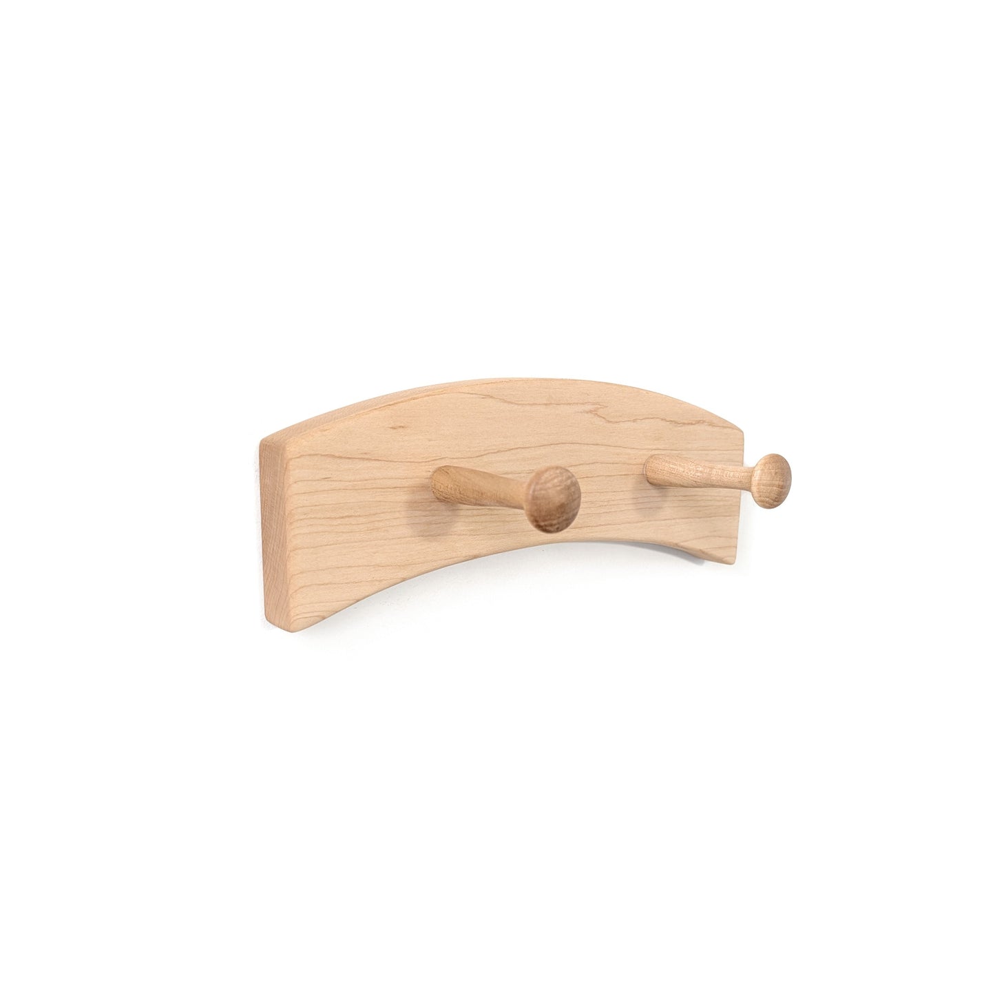 Wooden wall coat rack on a white background