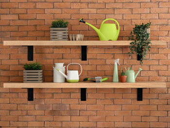 Deep Shelf with Black Steel L Brackets