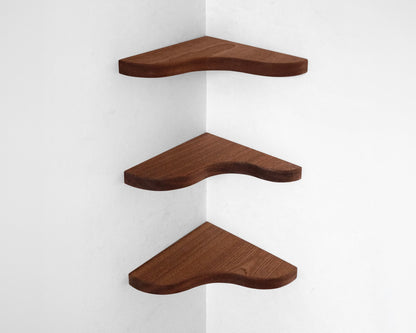 Floating Corner Shelf with Sculpted Edge