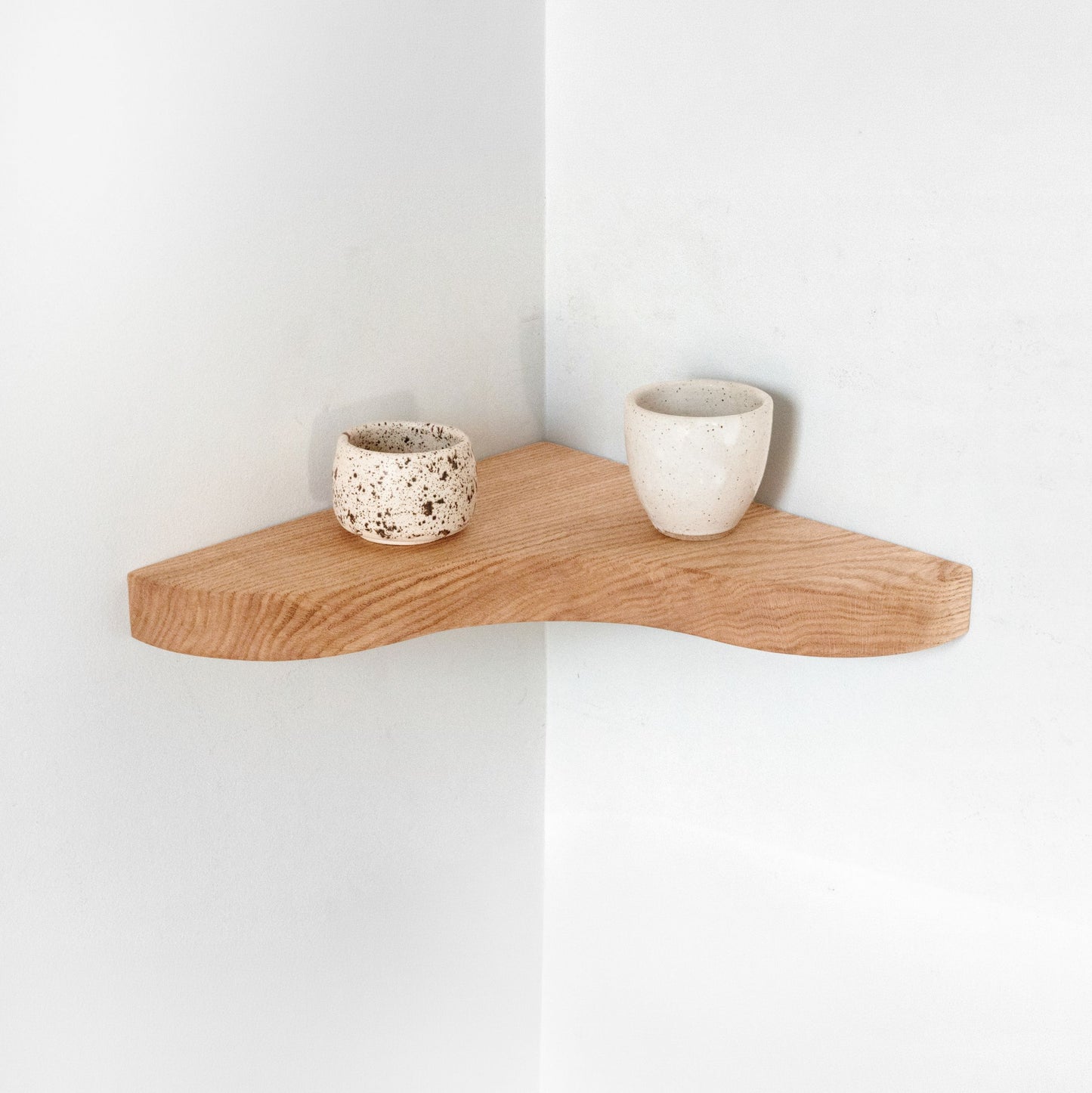 Floating Corner Shelf with Sculpted Edge