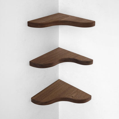 Floating Corner Shelf with Sculpted Edge