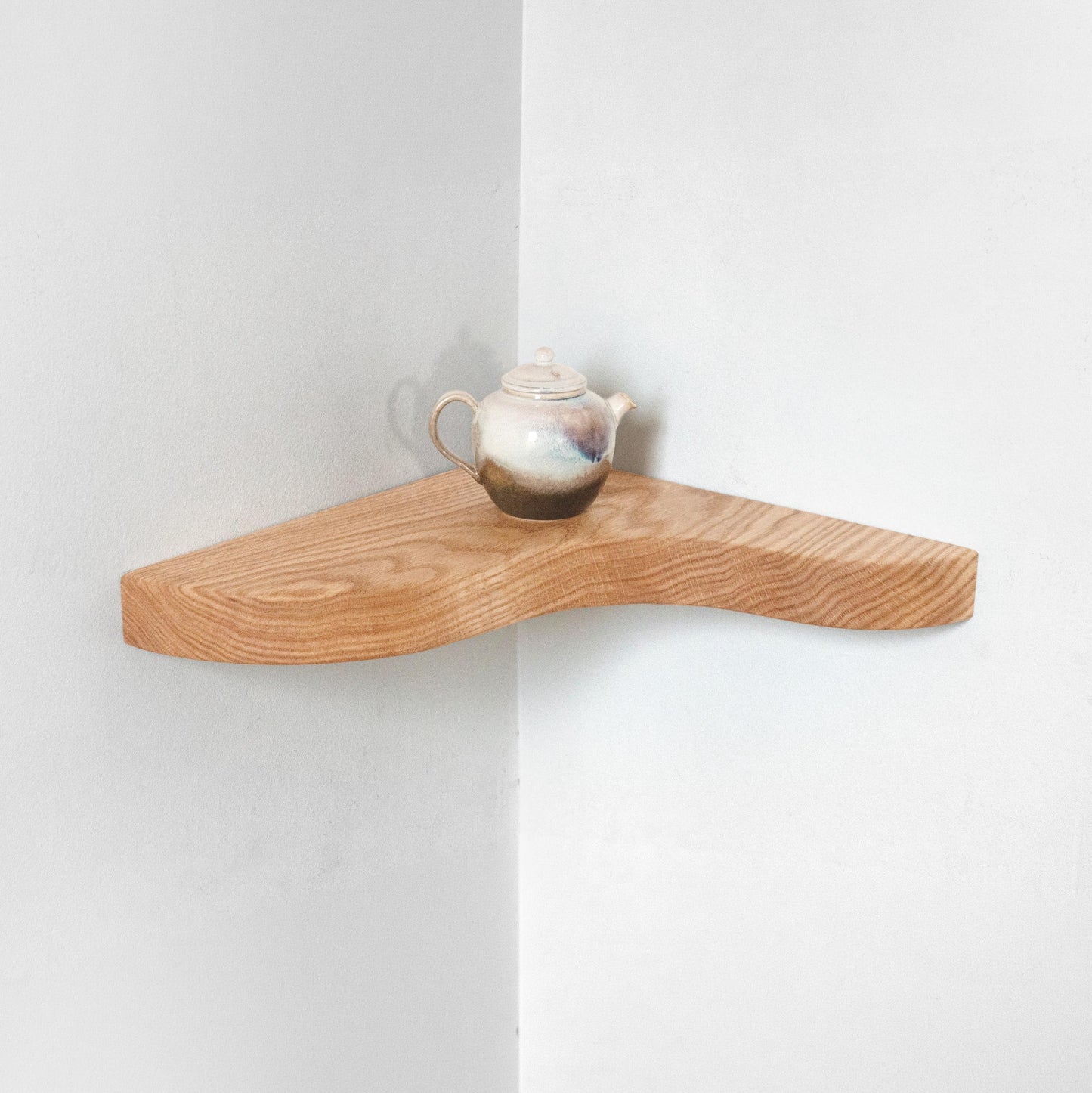 Floating Corner Shelf with Sculpted Edge