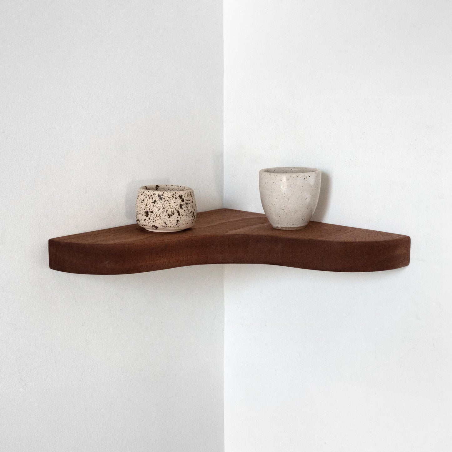Floating Corner Shelf with Sculpted Edge
