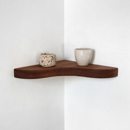 Floating Corner Shelf with Sculpted Edge