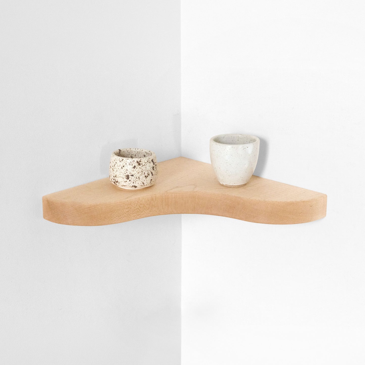 Floating Corner Shelf with Sculpted Edge