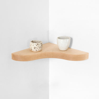 Floating Corner Shelf with Sculpted Edge
