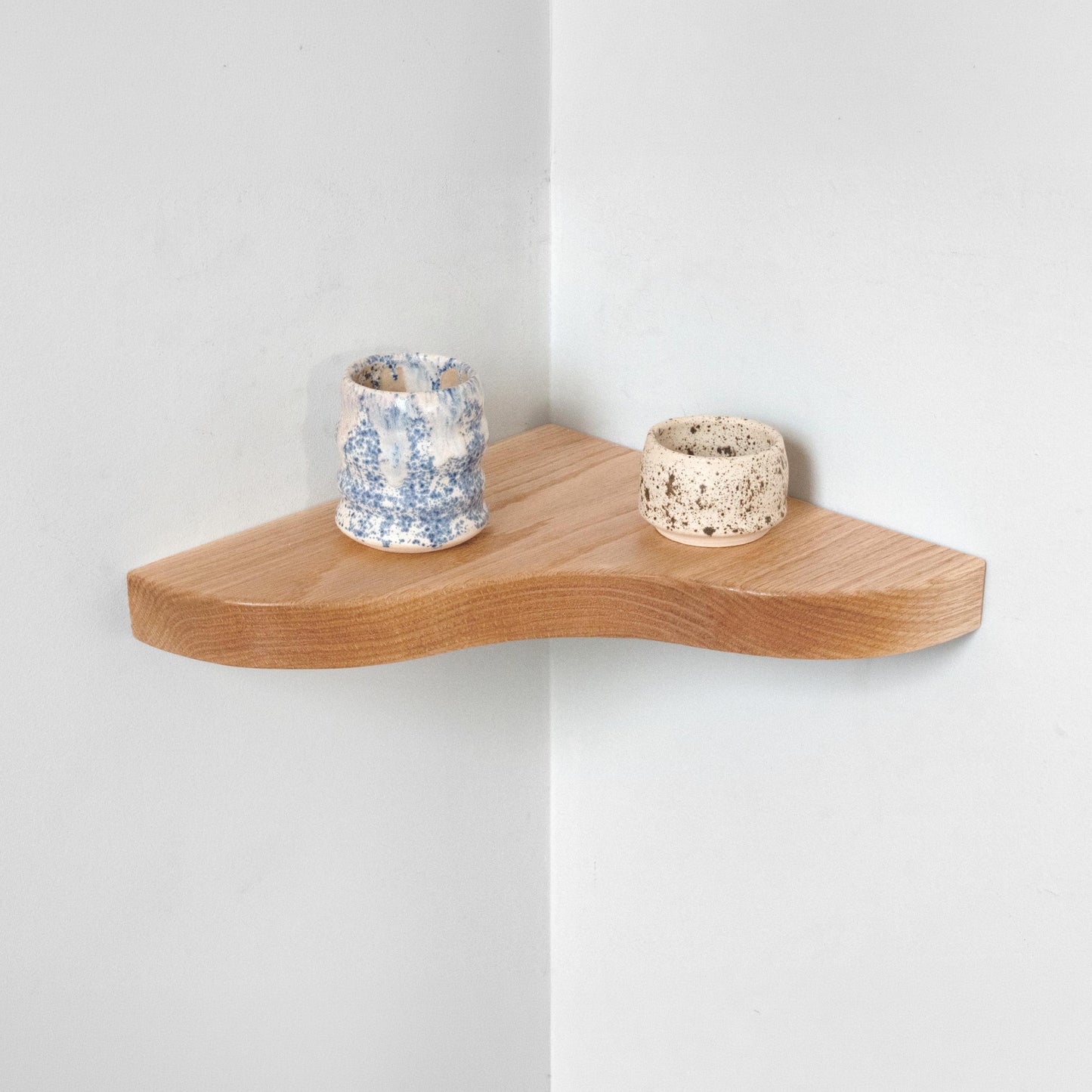 Floating Corner Shelf with Sculpted Edge