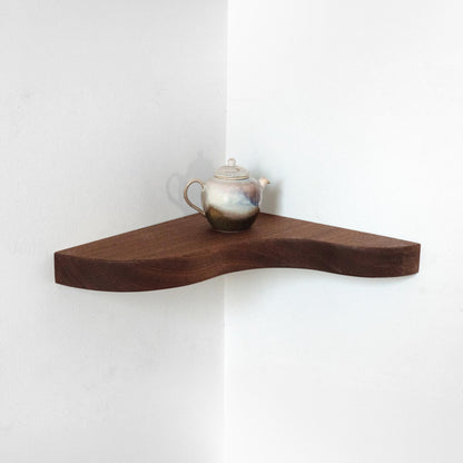 Floating Corner Shelf with Sculpted Edge