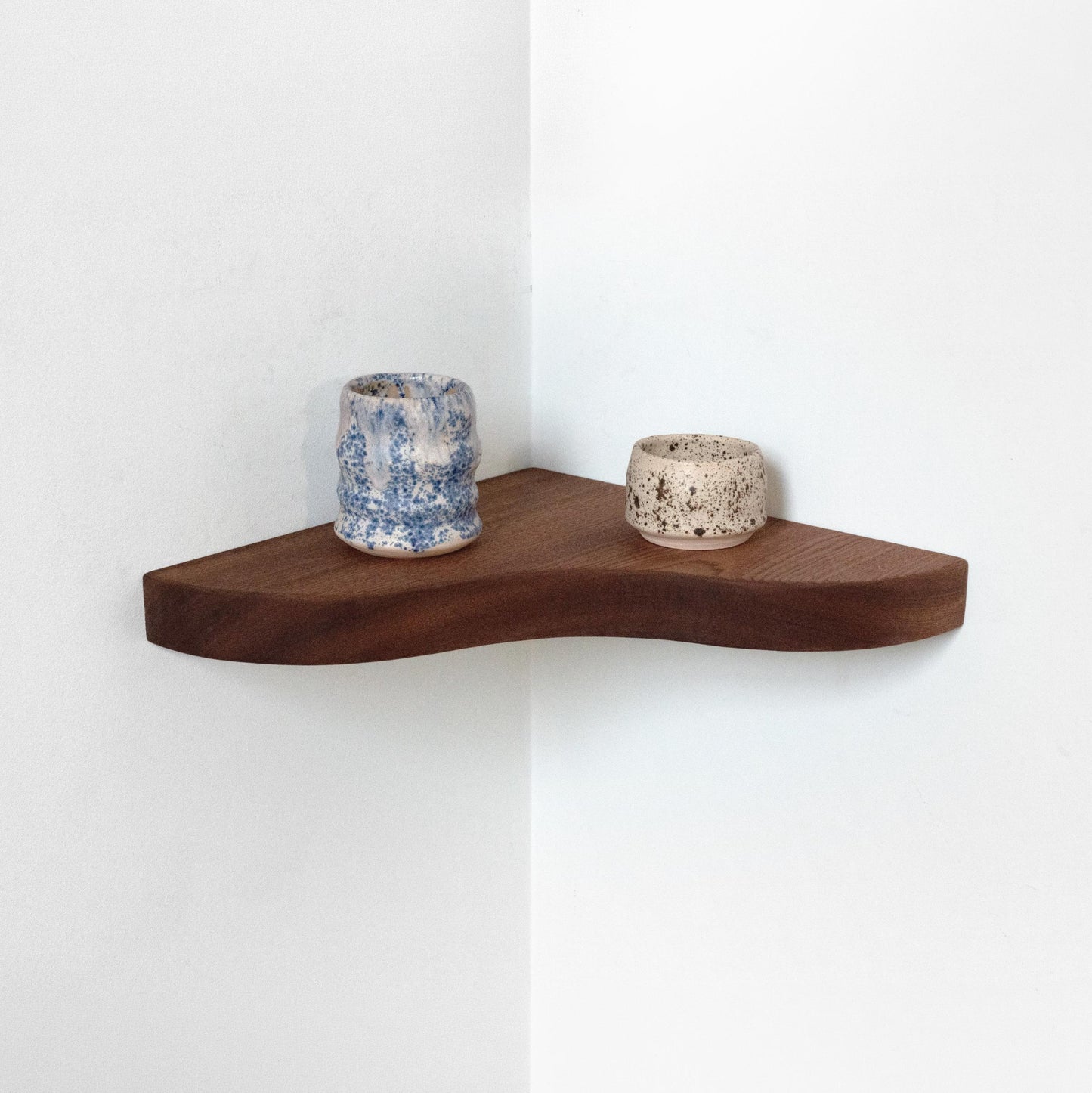 Floating Corner Shelf with Sculpted Edge