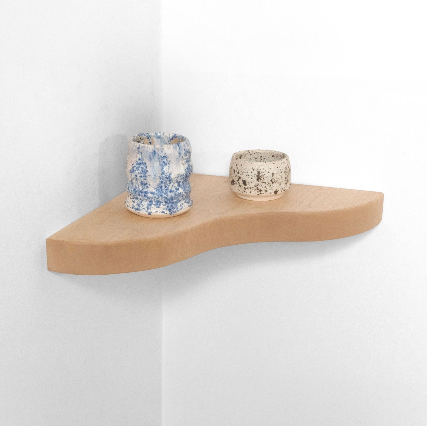 Floating Corner Shelf with Sculpted Edge
