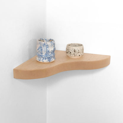 Floating Corner Shelf with Sculpted Edge