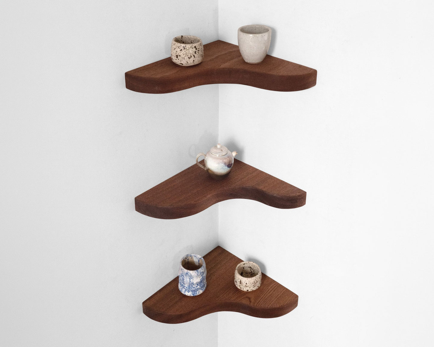 Floating Corner Shelf with Sculpted Edge