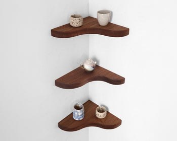Floating Corner Shelf with Sculpted Edge