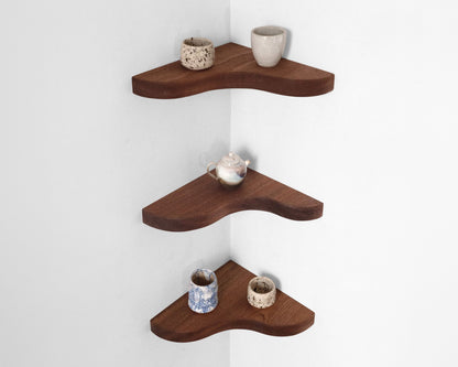 Floating Corner Shelf with Sculpted Edge