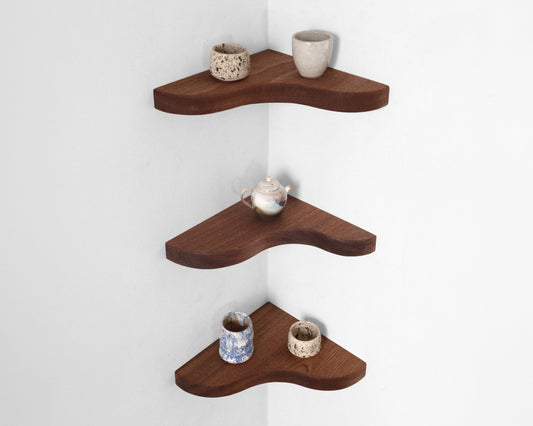 Floating Corner Shelf with Sculpted Edge