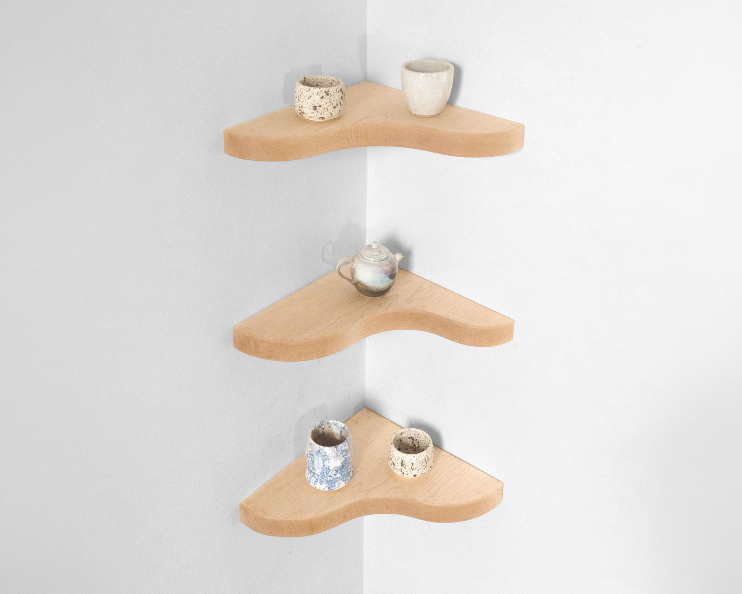 Floating Corner Shelf with Sculpted Edge