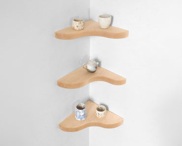 Floating Corner Shelf with Sculpted Edge