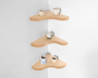 Floating Corner Shelf with Sculpted Edge