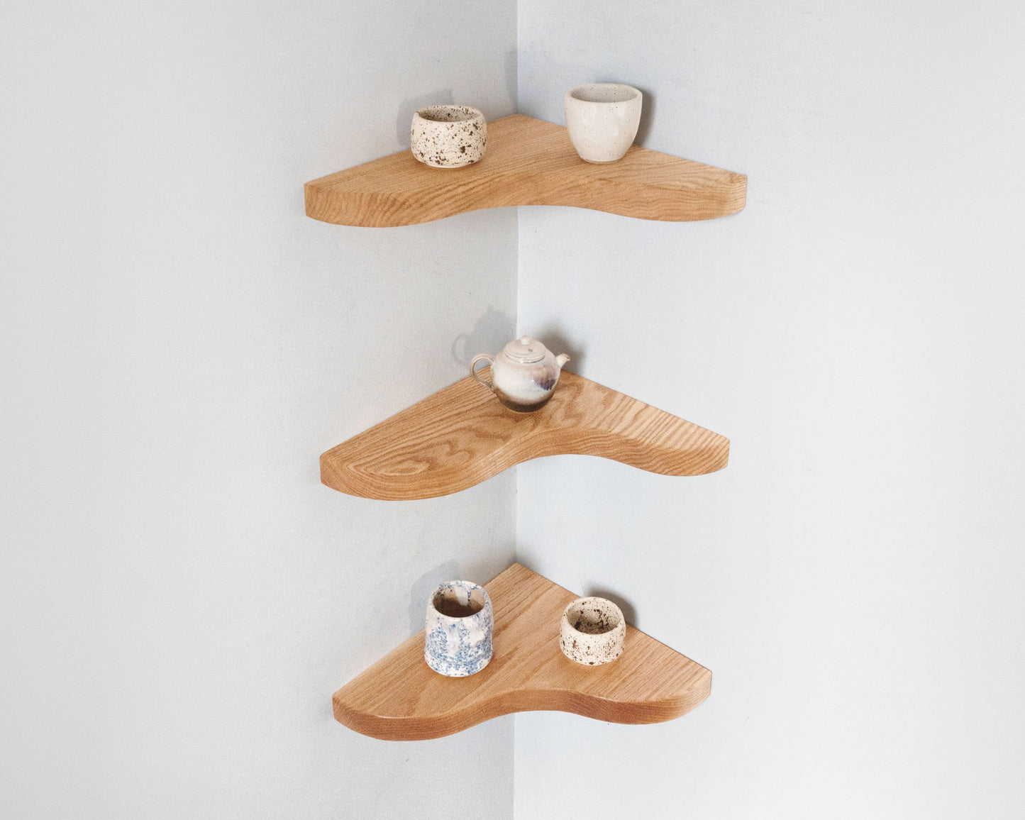 Floating Corner Shelf with Sculpted Edge