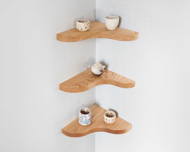 Floating Corner Shelf with Sculpted Edge