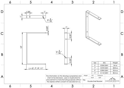 C Bracket for Double Shelves
