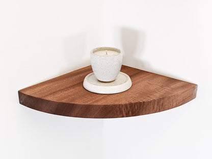 Floating Corner Shelf with Round Edge in Oak