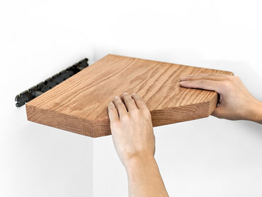 Floating Corner Shelf with Straight Edge in Oak