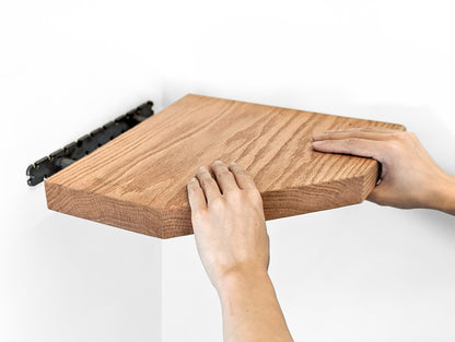 Floating Corner Shelf with Straight Edge in Mahogany