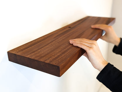 Thick Mahogany Floating Shelf with Grommet Hole