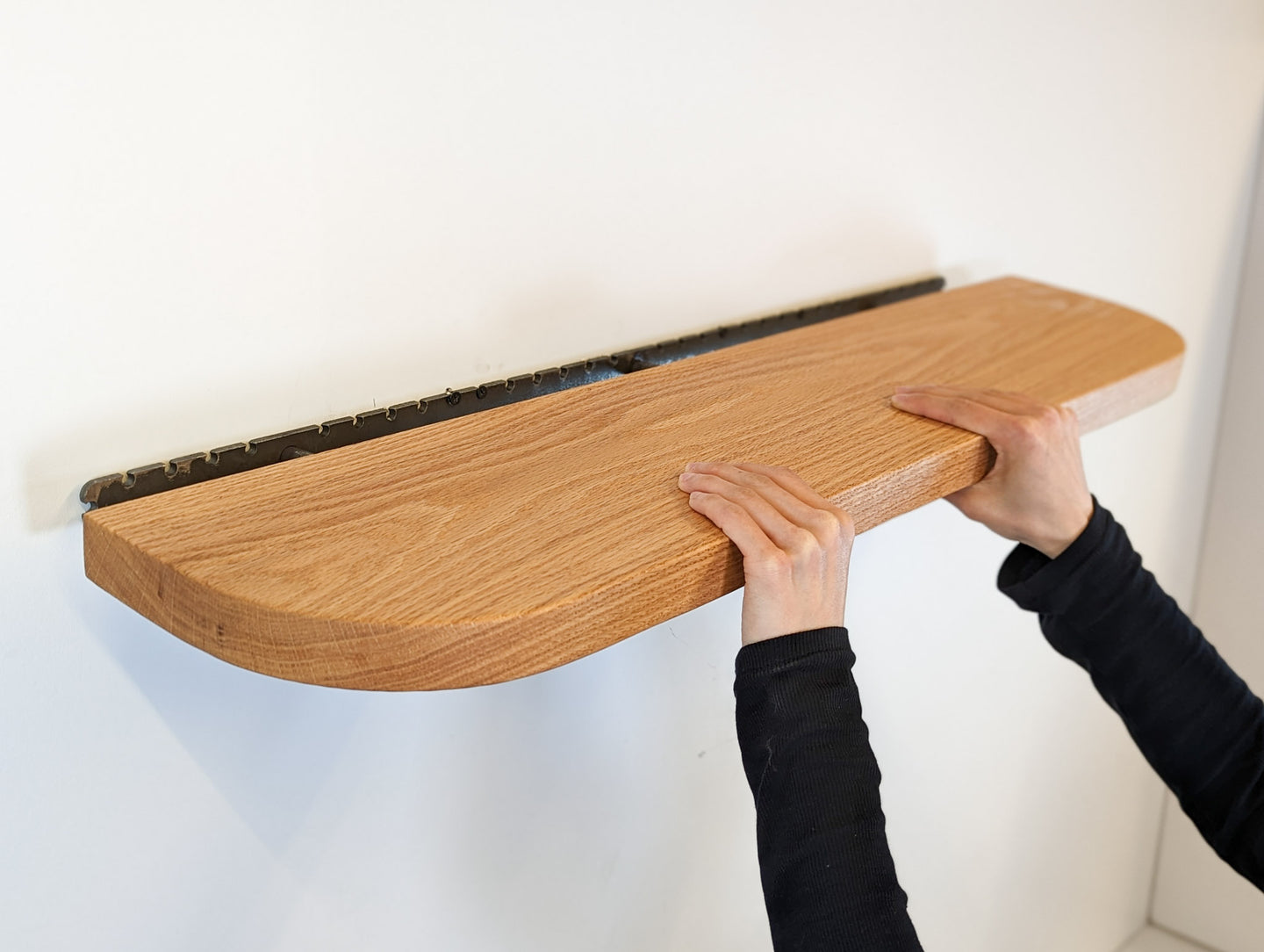 One Side Rounded Shelf Long floating shelves with rounded corners in mahogany – NookWoodworking