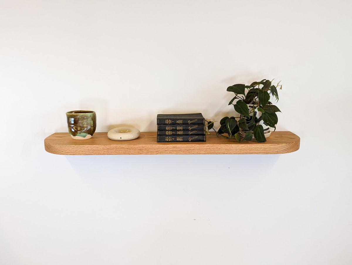 One Side Rounded Shelf Long floating shelves with rounded corners in mahogany – NookWoodworking