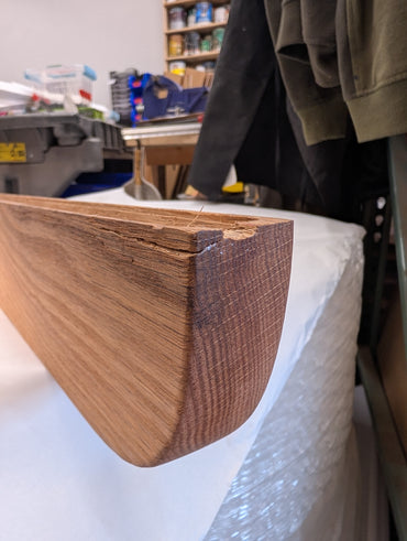 CLEARANCE: Thick Oak Floating Shelf with Rounded Corners | 57"L x 4"W x 1 1/2" | COSMETIC DAMAGE