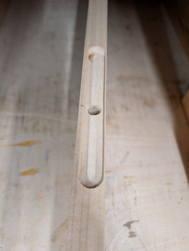 CLEARANCE: Thin Poplar Floating Shelf | 34"L x 6"W | Unfinished (for painting) | OFF-CENTER BRACKET HOLES