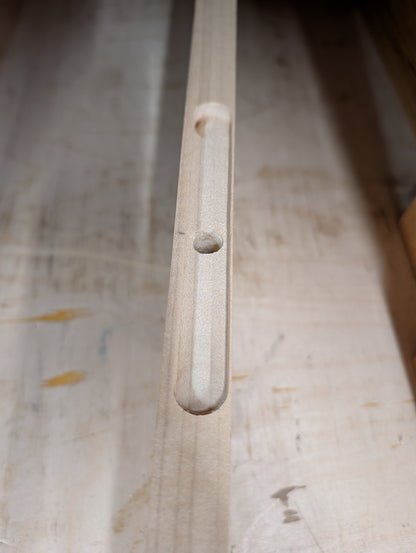 CLEARANCE: Thin Poplar Floating Shelf | 34"L x 6"W | Unfinished (for painting) | OFF-CENTER BRACKET HOLES